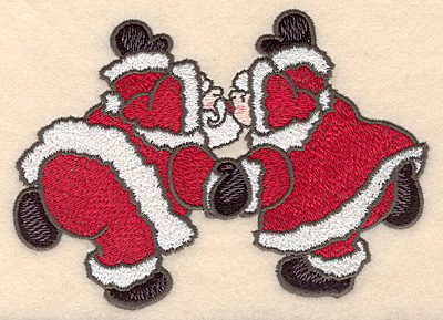 Embroidery Design: Santa and Mrs. Claus kissing large<br>4.00"H x 5.70"W | Embroidery Legacy Embroidery Design: Santa and Mrs. Claus kissing large<br>4.00"H x 5.70"W