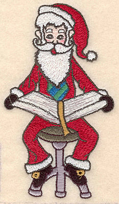 Embroidery Design: Santa reading book large<br>2.80 X 4.99h