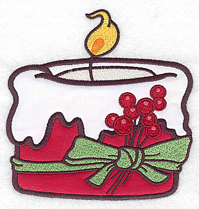 Embroidery Design: Christmas candle (2 appliques)<br>4.82w X 4.99h