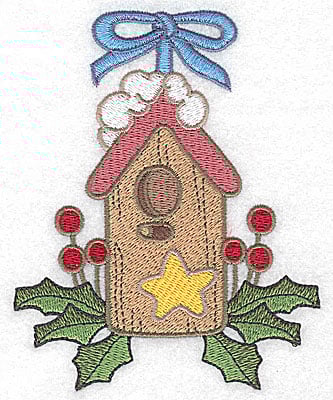 Embroidery Design: Christmas bird house large<br> 3.98w X 4.94h | Embroidery Legacy Embroidery Design: Christmas bird house large<br> 3.98w X 4.94h