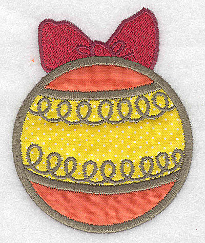 Embroidery Design: Christmas ornament with bow (2 appliques)<br>2.95w X 3.68h