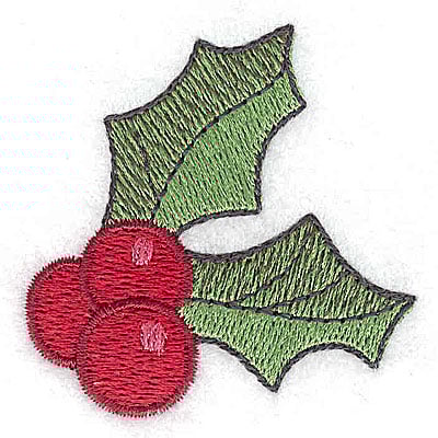 Embroidery Design: Holly and berries<br> 2.11w X 2.11h