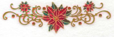 Embroidery Design: Poinsetta with swirls<br> 6.93w X 2.11h