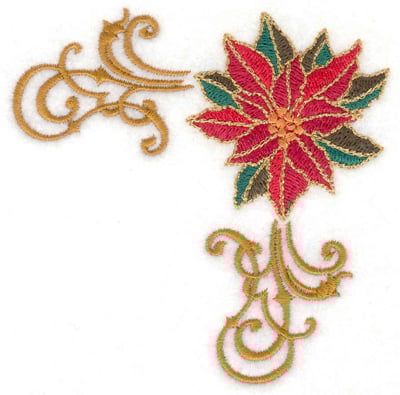 Embroidery Design: Poinsetta corner<br> 3.81w X 3.81h