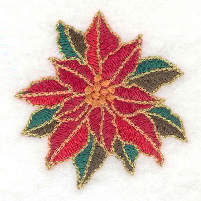 Embroidery Design: Single poinsetta flower<br> 2.15w X 2.24h