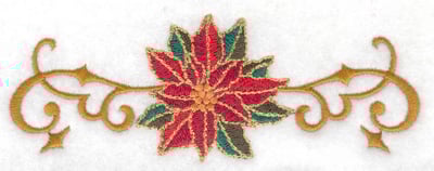 Embroidery Design: Poinsetta with vines<br> 4.98w X 1.78h