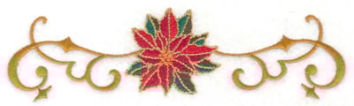 Embroidery Design: Vines with poinsetta in center<br> 6.78w X 1.88h