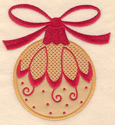 Embroidery Design: Christmas ornament gold applique<br> 4.58w X 5.00h