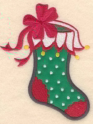 Embroidery Design: Christmas stocking applique<br> 3.78w X 4.99h | Embroidery Legacy Embroidery Design: Christmas stocking applique<br> 3.78w X 4.99h