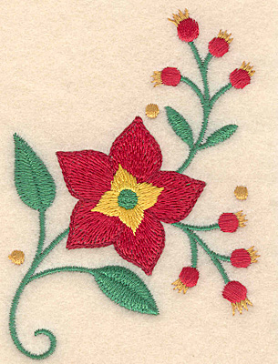 Embroidery Design: Poinsetta and berries<br> 2.77w X 3.88h