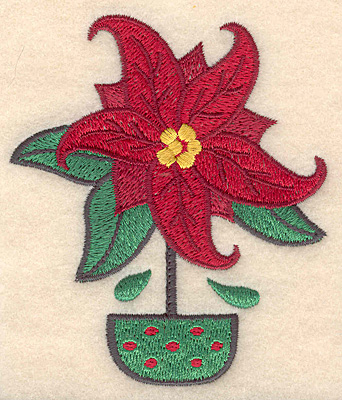 Embroidery Design: Poinsetta in pot<br> 3.26w X 3.83h