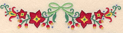 Embroidery Design: Poinsetta with ribbon<br> 6.98w X 1.59h