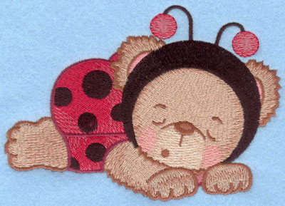 Embroidery Design: Ladybug bear sleeping large<br>5.84w X 4.13h | Embroidery Legacy Embroidery Design: Ladybug bear sleeping large<br>5.84w X 4.13h