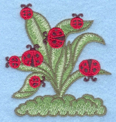 Embroidery Design: Ladybugs on plant small<br>2.61w X 2.80h