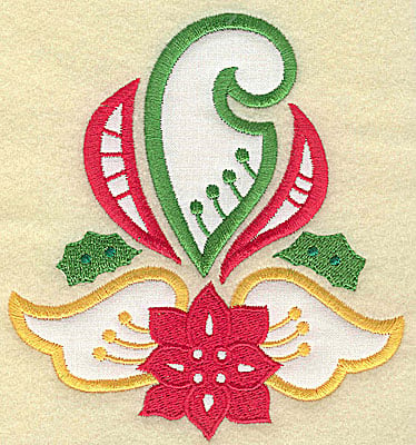 Embroidery Design: Christmas Paisley design E applique large<br> 4.57w X 4.98h | Embroidery Legacy Embroidery Design: Christmas Paisley design E applique large<br> 4.57w X 4.98h