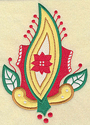 Embroidery Design: Christmas Paisley design F double applique large<br> 6.80w X 4.90h