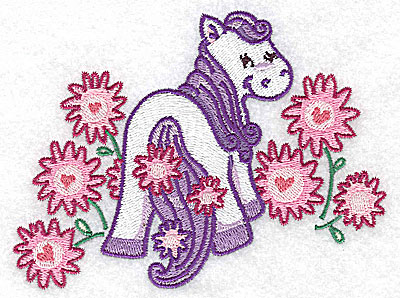 Embroidery Design: Pegasus and flowers large<br> 4.97w X 3.79h