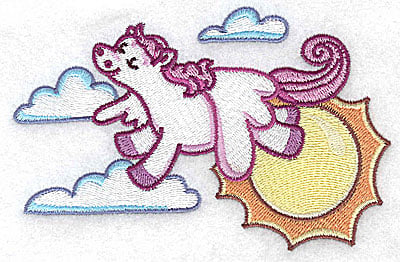 Embroidery Design: Pegasus with sun and clouds large<br> 4.94w X 3.17h