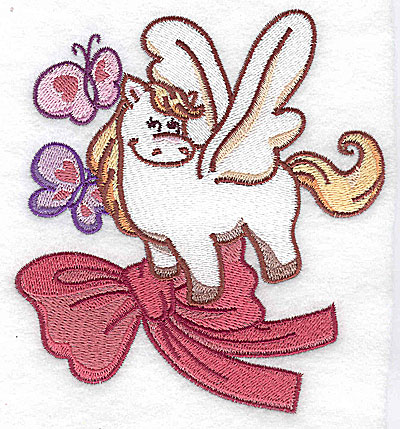Embroidery Design: Pegasus with butterflies large<br> 4.53w X 4.97h