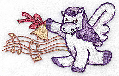 Embroidery Design: Pegasus with musical notes large<br> 4.98w X 3.17h