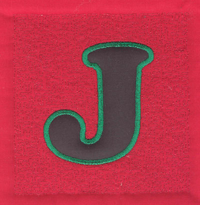 Embroidery Design: 4 inch J Applique Stipple<br>3.89w X 4.02h