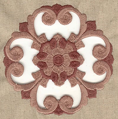 Embroidery Design: Flower and swirls cutwork large<br> 4.98w X 4.98h