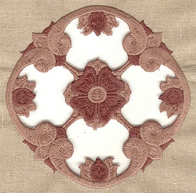 Embroidery Design: Floral center cutwork large<br> 4.97w X 4.97h