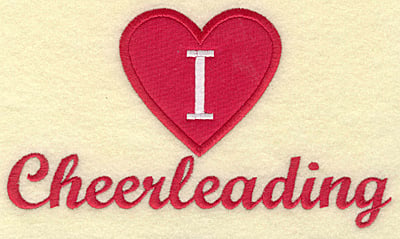 Embroidery Design: I love cheerleading large applique<br> 6.97w X 4.00h