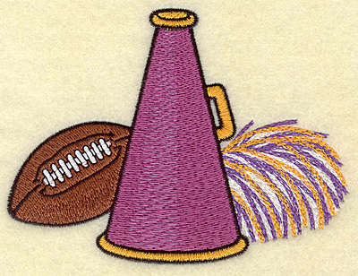 Embroidery Design: Football megaphone pom pom<br> 4.99w X 3.72h
