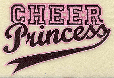 Embroidery Design: Cheer princess large<br> 6.97w X 4.70h