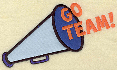 Embroidery Design: Go Team megaphone double applique<br> 6.88w X 4.00h