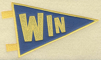 Embroidery Design: Win banner applique large<br> 6.96w X 4.04h