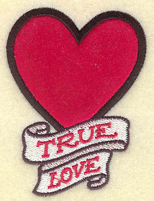 Embroidery Design: True love heart applique<br> 2.67w X 3.56h