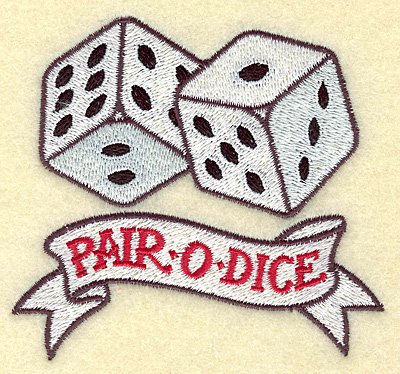 Embroidery Design: Pair O Dice small<br> 3.84w X 3.55h