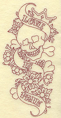 Embroidery Design: Love is pain redwork<br> 3.49w X 6.95h