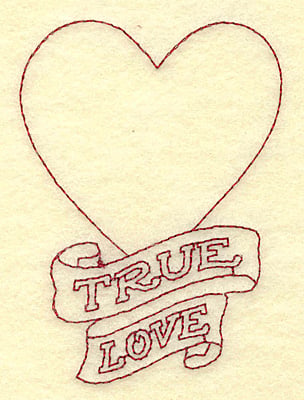 Embroidery Design: True love heart redwork<br> 2.48w X 3.43h