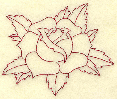 Embroidery Design: Rose redwork<br> 3.83w X 3.22h