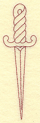 Embroidery Design: Dagger redwork<br> 1.43w X 4.84h