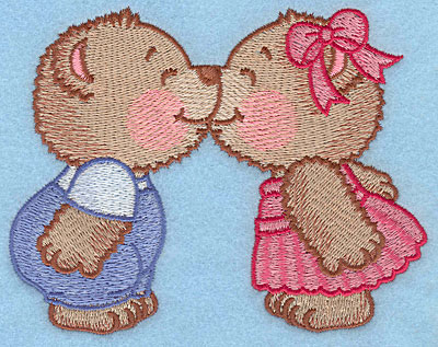 Embroidery Design: Bears kissing large <br> 3.91"h x 5.00"w