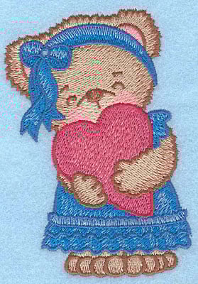 Embroidery Design: Girl bear with heart large <br> 4.39"h x 2.92"w | Embroidery Legacy Embroidery Design: Girl bear with heart large <br> 4.39"h x 2.92"w