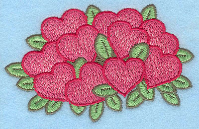 Embroidery Design: Heart bouquet large <br> 2.54"h x 3.94"w