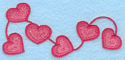 Embroidery Design: String of hearts large <br> 1.92"h x 4.20"w