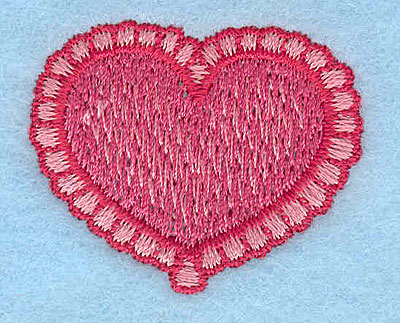 Embroidery Design: Heart with scalloped border <br> 1.25"h x 1.51"w