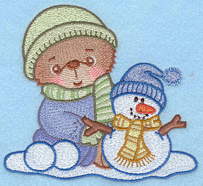Embroidery Design: Bear A with snowman large<br>4.55"Hx5.00"W | Embroidery Legacy Embroidery Design: Bear A with snowman large<br>4.55"Hx5.00"W