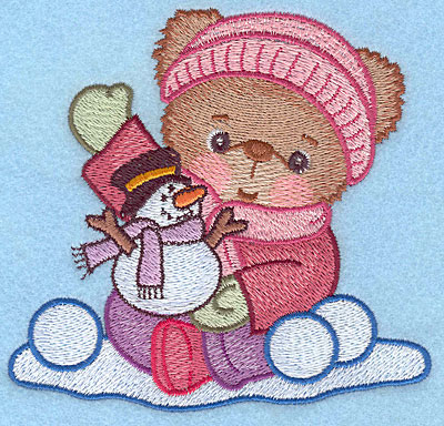 Embroidery Design: Girl teddy waving large<br>4.45"HX4.73"W | Embroidery Legacy Embroidery Design: Girl teddy waving large<br>4.45"HX4.73"W
