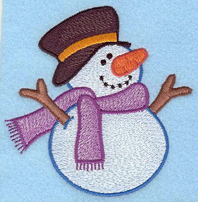 Embroidery Design: Snowman with top hat large<br>4.08"Hx4.07"W