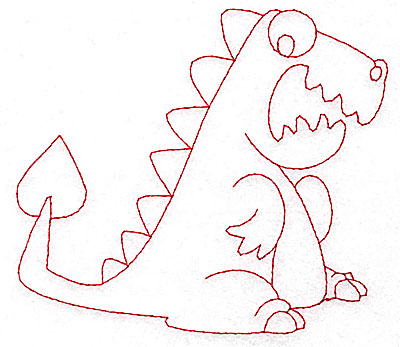Embroidery Design: Dinosaur A redwork large<br> 4.96w X 4.30h