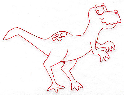Embroidery Design: Dinosaur B redwork large<br> 4.95w X 3.70h