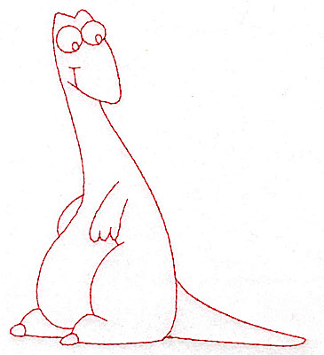 Embroidery Design: Dinosaur D redwork large<br> 4.35w X 4.97h