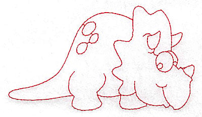 Embroidery Design: Dinosaur E redwork large<br> 4.95w X 2.80h